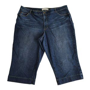 Fashion Bug Womens Cropped Capri Jeans Plus Size 26W Dark Wash High Rise Stretch